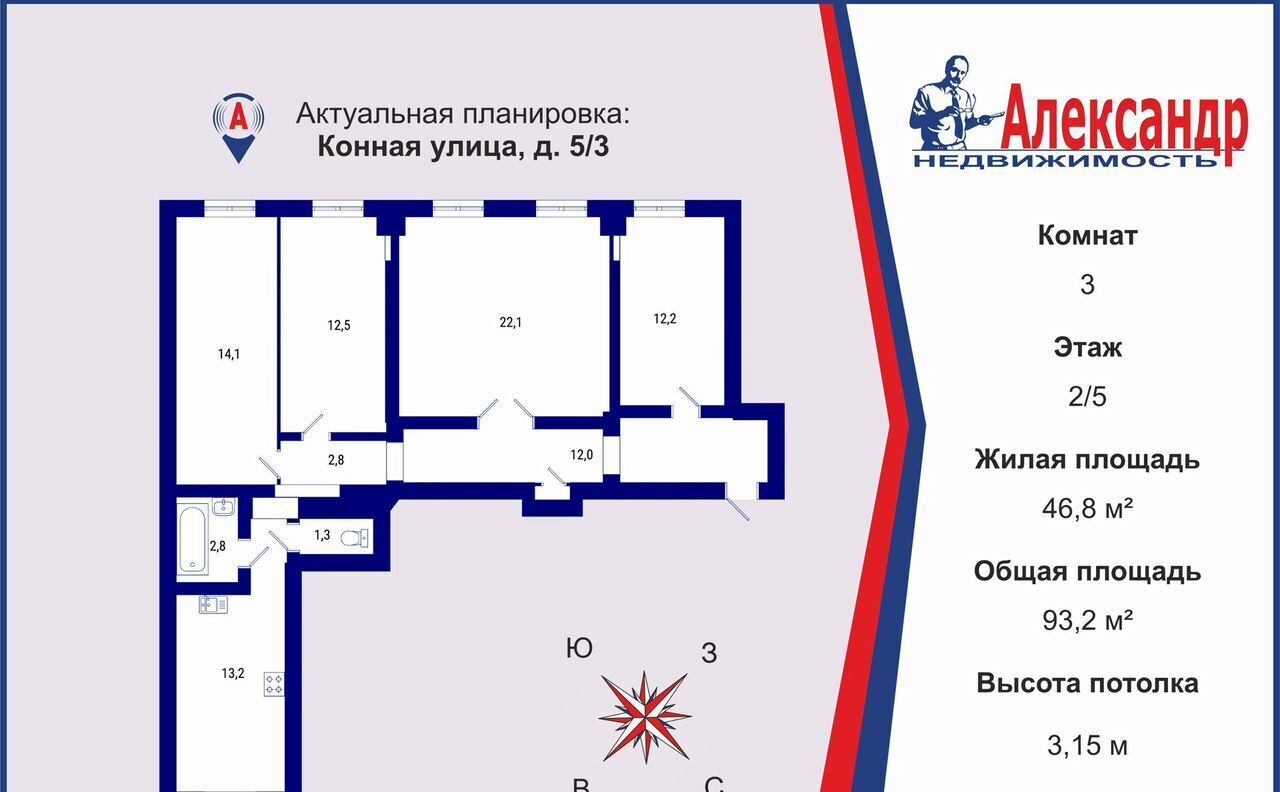 квартира г Санкт-Петербург Пески ул Конная 5/3 Площадь А. Невского I фото 2