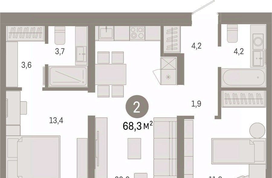 квартира г Тюмень р-н Центральный ул Мысовская 26к/2 фото 3