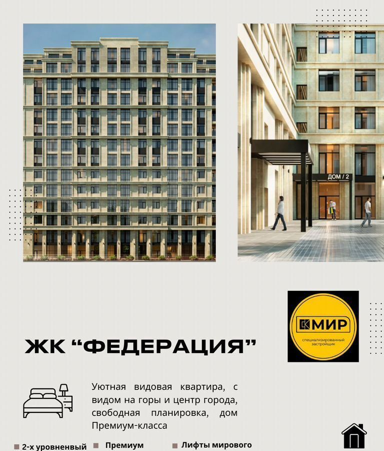 квартира г Нальчик Горная ул Тарчокова 58в ЖК «Федерация» фото 1