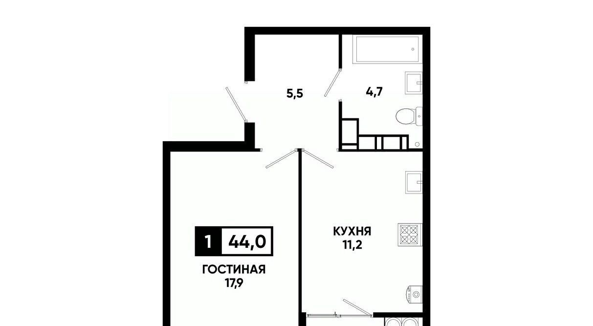 квартира г Ставрополь р-н Промышленный ул Андрея Голуба 12к/8 фото 1