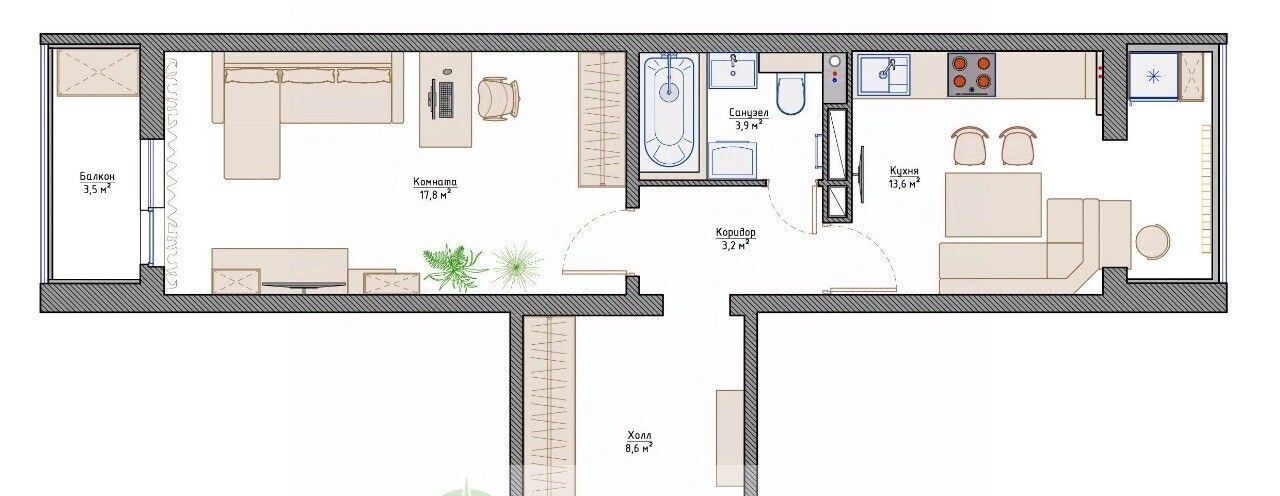 квартира г Краснодар р-н Прикубанский ул им. Карякина 18 фото 2