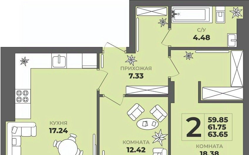 квартира г Калининград р-н Московский ул Генерала Толстикова 36к/2 фото 1