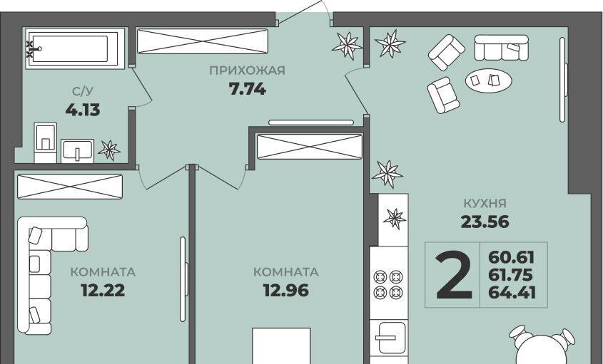 квартира г Калининград р-н Московский ул Генерала Толстикова 36к/2 фото 1