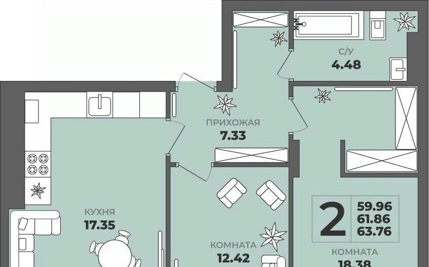 квартира г Калининград р-н Московский ул Генерала Толстикова 36к/2 фото 1