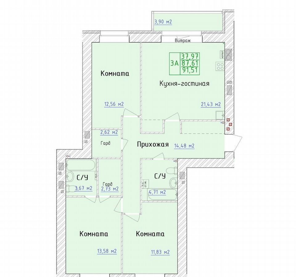 квартира г Ярославль р-н Фрунзенский Дядьково 1-й мкр-н фото 2