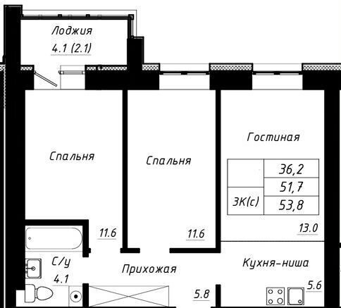 квартира г Барнаул р-н Индустриальный тракт Павловский 196а ЖК «Прайм» корп. 2 фото 10
