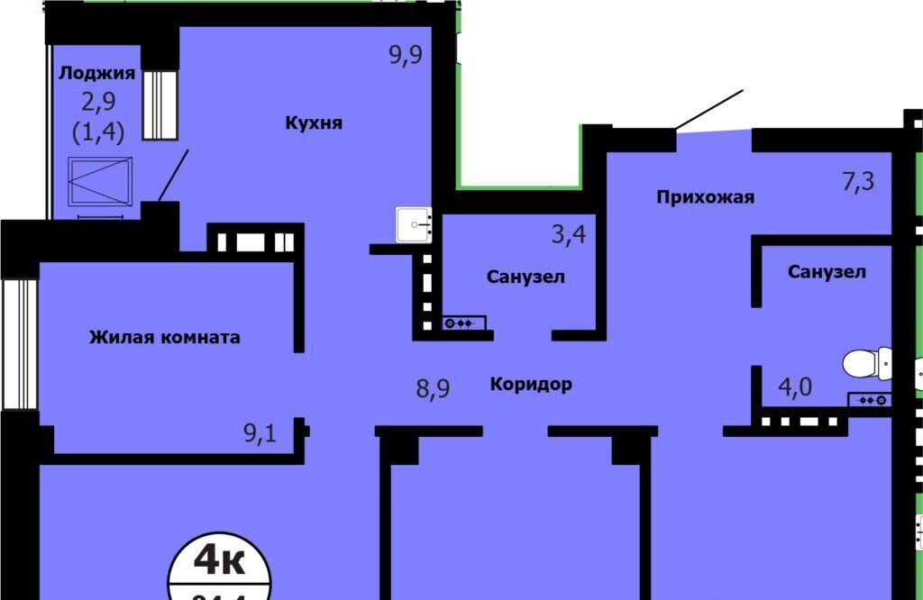 квартира г Красноярск р-н Октябрьский Сад № 2 Локомотивного Депо СНТ, 58 фото 1