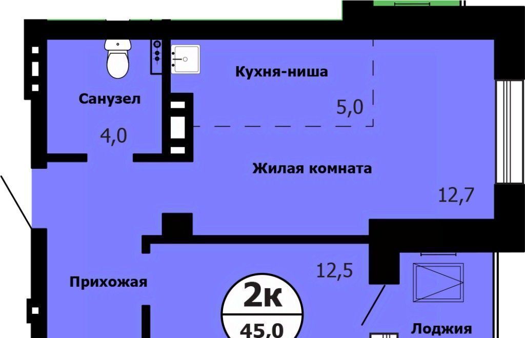 квартира г Красноярск р-н Октябрьский Сад № 2 Локомотивного Депо СНТ, 58 фото 1