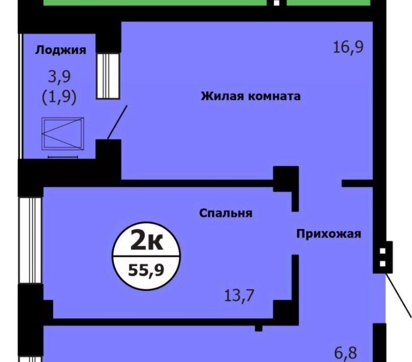 квартира г Красноярск р-н Октябрьский Сад № 2 Локомотивного Депо СНТ, 58 фото 1
