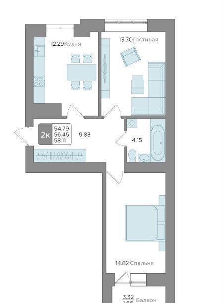 квартира г Калининград р-н Центральный ул Новгородская 3а корп. 4 фото 2