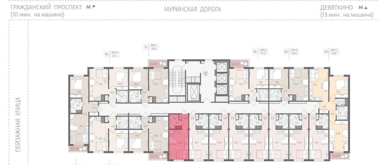 квартира г Санкт-Петербург метро Академическая Пейзажный квартал Цветной Город жилой комплекс фото 2