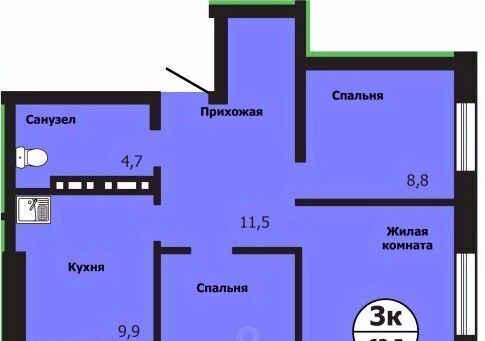 квартира г Красноярск р-н Свердловский ул Лесников 51б фото 1
