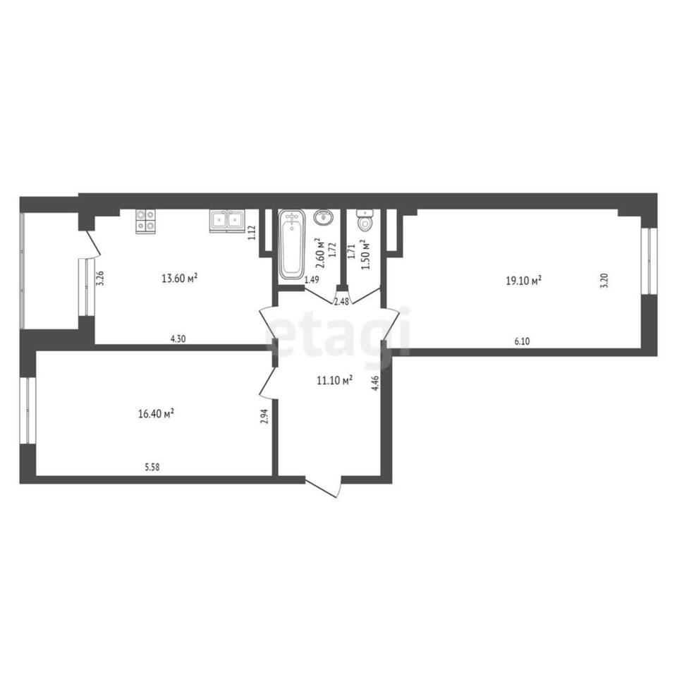 квартира г Якутск Ulitsa Yakutskaya, 2/16, Yakutsk, Respublika Sakha Yakutiya, Russia, 677015 фото 1