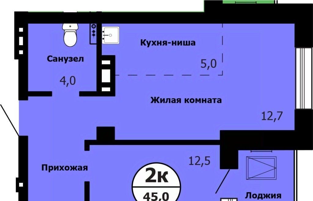 квартира г Красноярск р-н Октябрьский Сад № 2 Локомотивного Депо СНТ, 58 фото 1