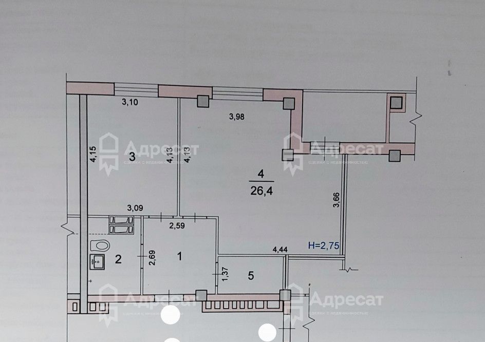 квартира г Волгоград р-н Ворошиловский ул Козловская 37 фото 6