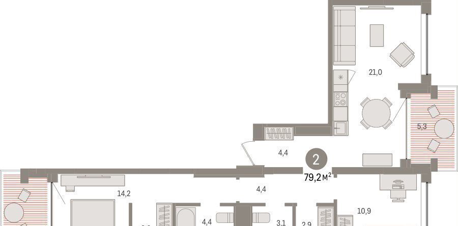 квартира г Тюмень р-н Центральный ул Муравленко 9 корп. 3 фото 2