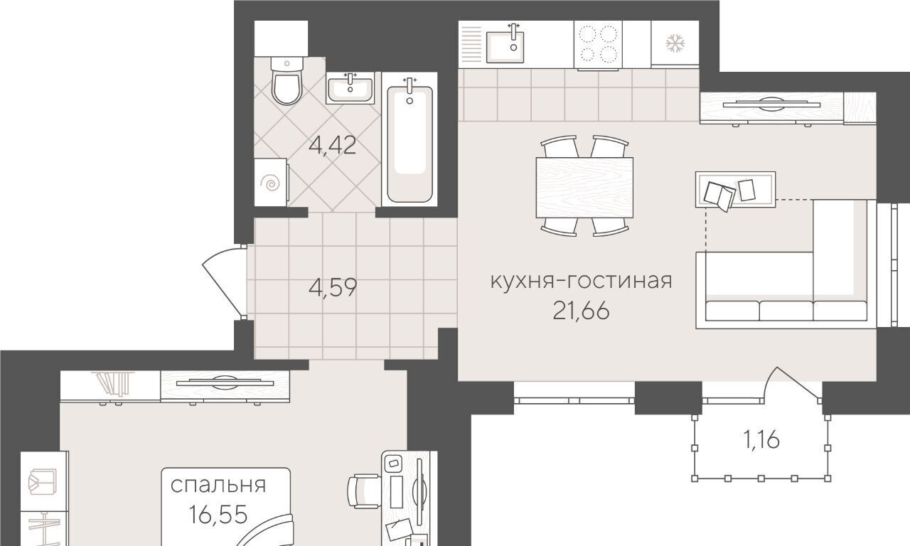 квартира г Тюмень р-н Калининский ул Геннадия Райкова 19 фото 1