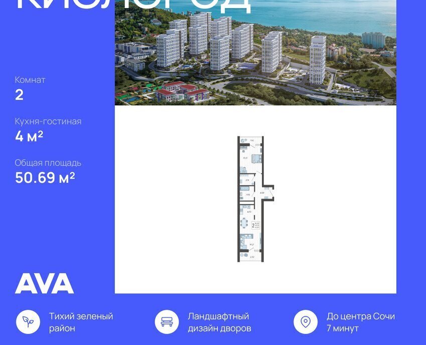 квартира г Сочи микрорайон Бытха Ясногорская улица, 16/2к 5 фото 1