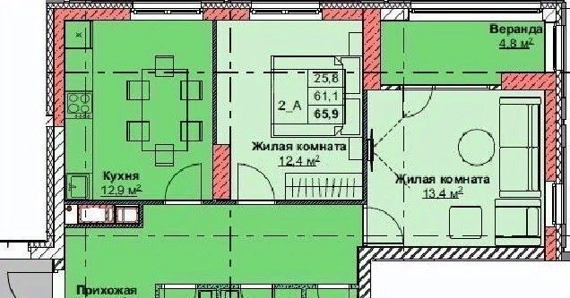 квартира г Владивосток р-н Первомайский ЖК Каштановый двор 1/1 фото 1