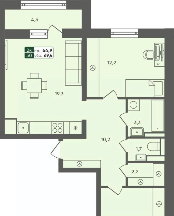квартира г Курган мкр 6а п Заозерный жилрайон, 25/4 фото 1