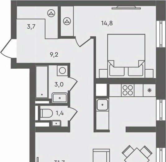 квартира г Курган мкр 6а п Заозерный жилрайон, 25/4 фото 1