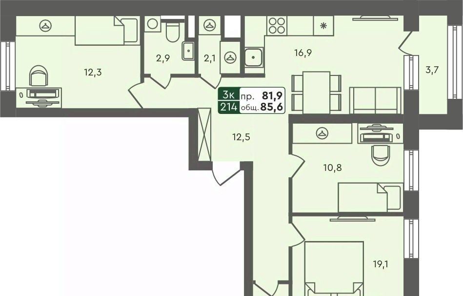 квартира г Курган мкр 6а п Заозерный жилрайон, 25/4 фото 1