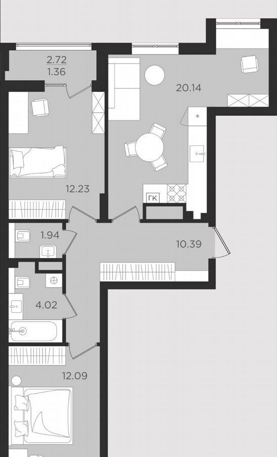 квартира г Калининград р-н Ленинградский ул Старшины Дадаева 55 корп. 2 фото 2