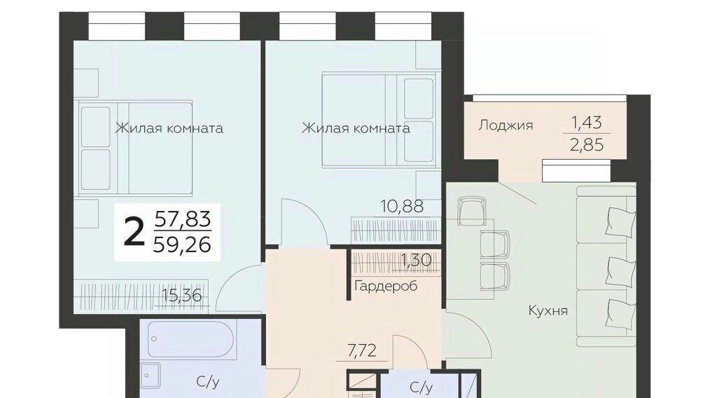 квартира г Воронеж р-н Левобережный ул Ленинградская 29б фото 1