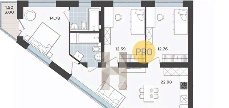квартира г Калининград р-н Ленинградский ул Арсенальная 31к/3 фото 11