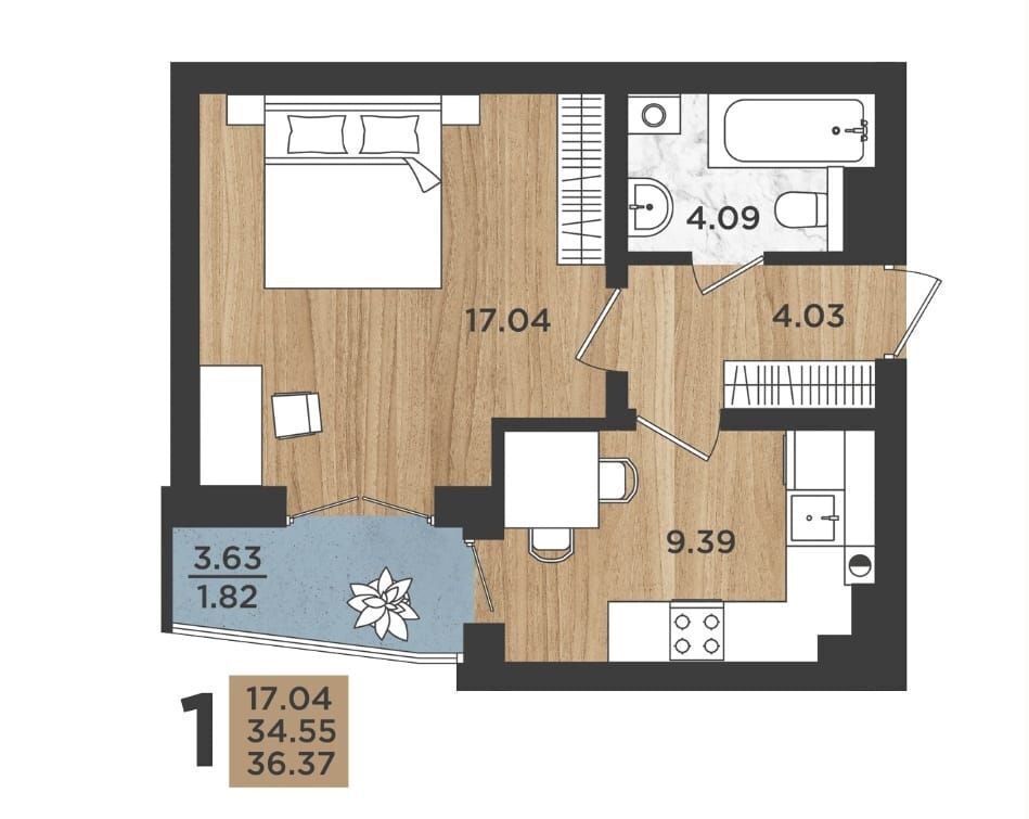квартира г Калининград р-н Московский ул Батальная 104 фото 2