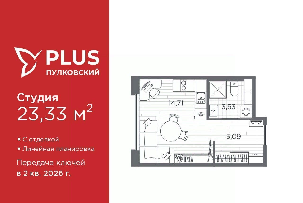 квартира г Санкт-Петербург метро Купчино ЖК Пулковский фото 1