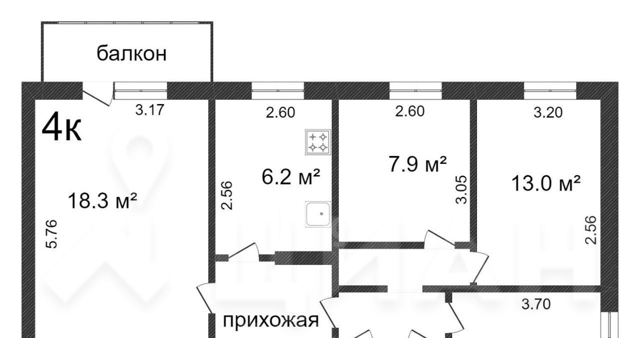 квартира г Белгород Западный ул Щорса 38 фото 2