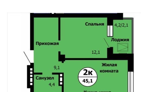 квартира г Красноярск р-н Октябрьский ул Лесопарковая 43к/2 фото 18
