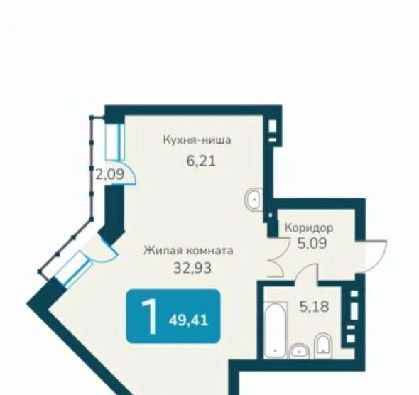 квартира г Новосибирск Речной вокзал ул Владимира Заровного 6/1 фото 2