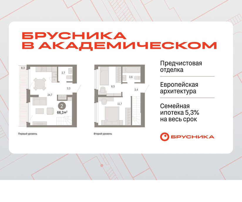 квартира г Екатеринбург Чкаловская ЖК Брусника в Академическом фото 1