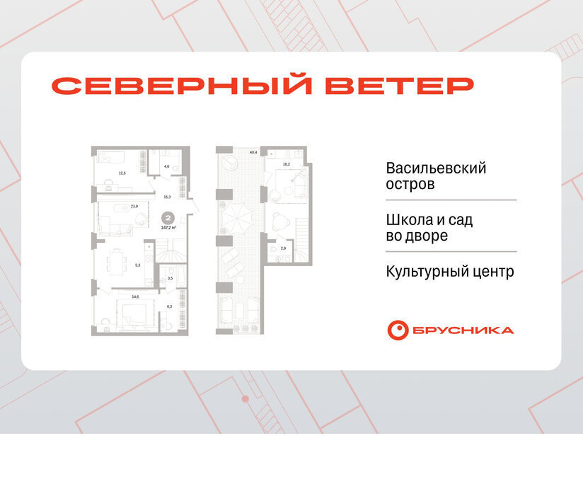 квартира г Санкт-Петербург метро Приморская р-н Василеостровский ЖК Северный Ветер фото 1
