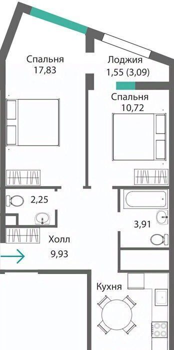 квартира г Симферополь р-н Киевский Крымская Роза ЖК «Подсолнух» фото 1