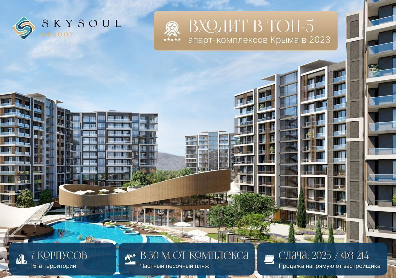 квартира г Феодосия пгт Коктебель ул Арматлукская 2 апарт-комплекс SKYSOUL RESORT Коктебель фото 6