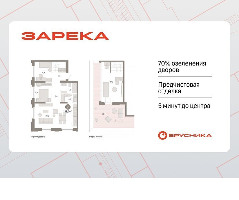 квартира г Тюмень ул Мысовская 26к/2 ЖК «Зарека» Центральный административный округ фото 1