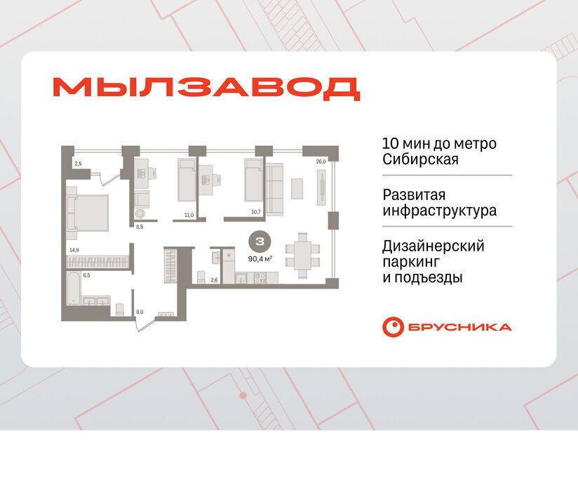 квартира г Новосибирск р-н Центральный Маршала Покрышкина ЖК Мылзавод фото 1