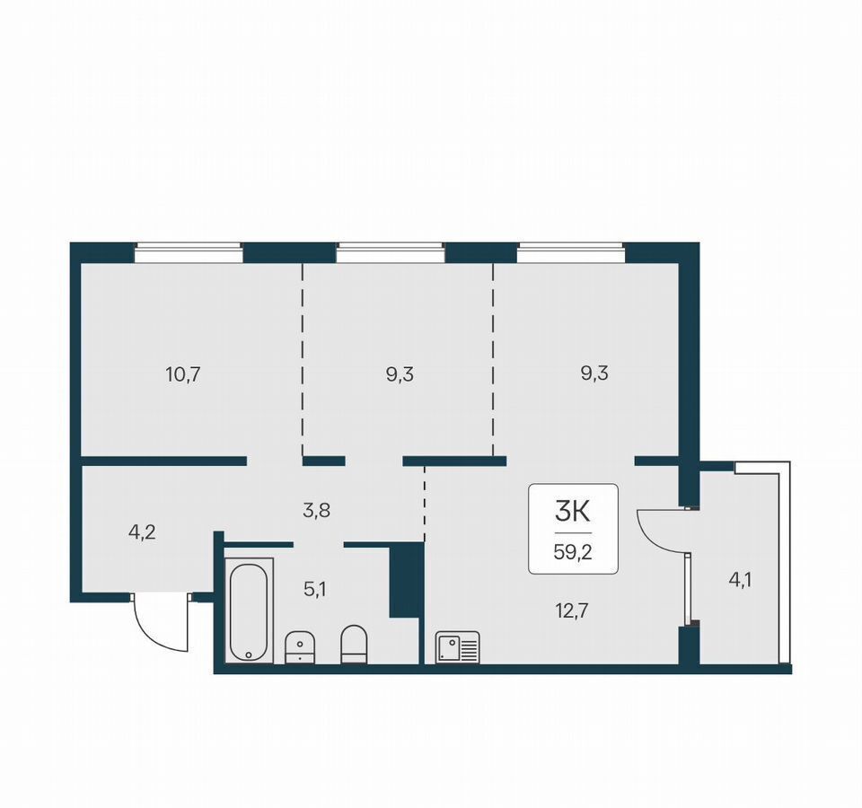 квартира г Новосибирск р-н Калининский ул Игарская 3 секц. 3. 1 фото 1