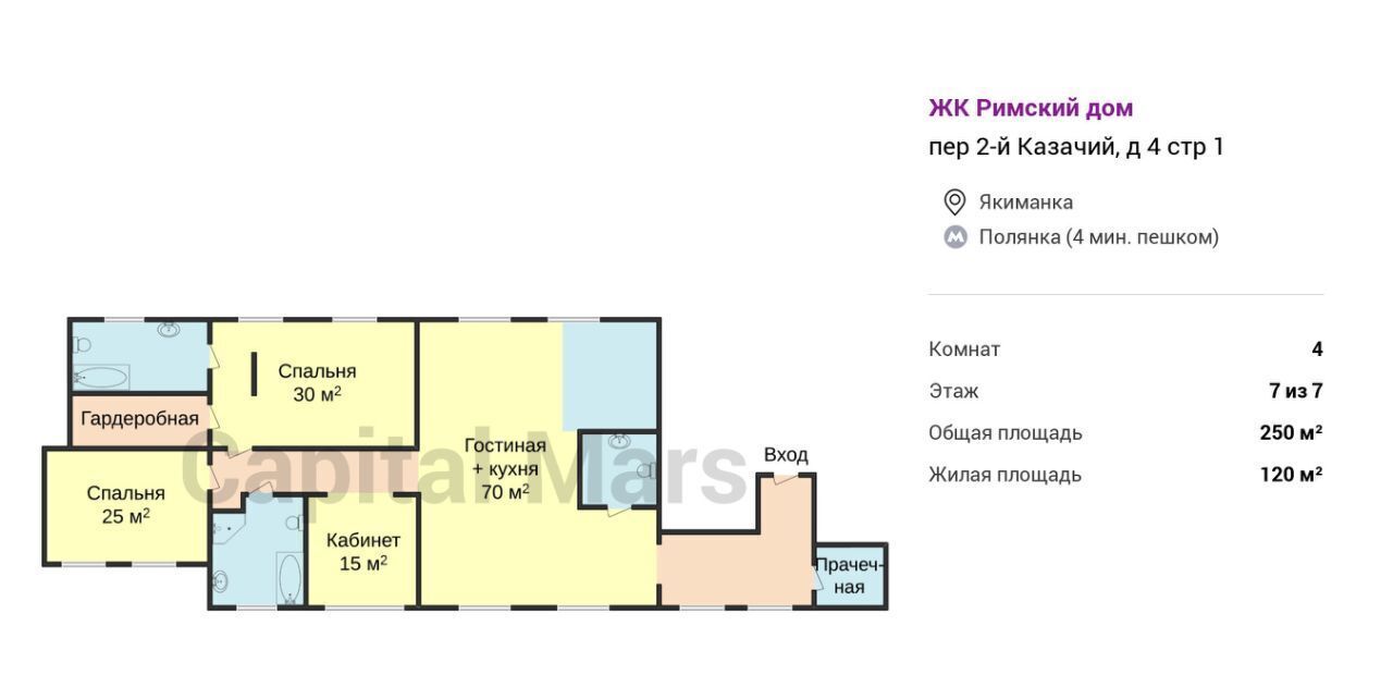 квартира г Москва метро Полянка пер 2-й Казачий 4с/1 фото 3
