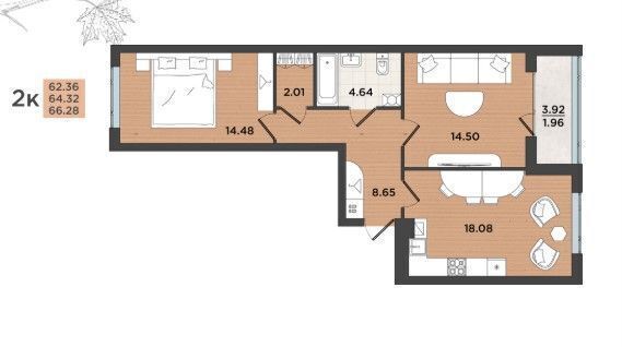 квартира г Калининград р-н Ленинградский ул Куйбышева 84 фото 2