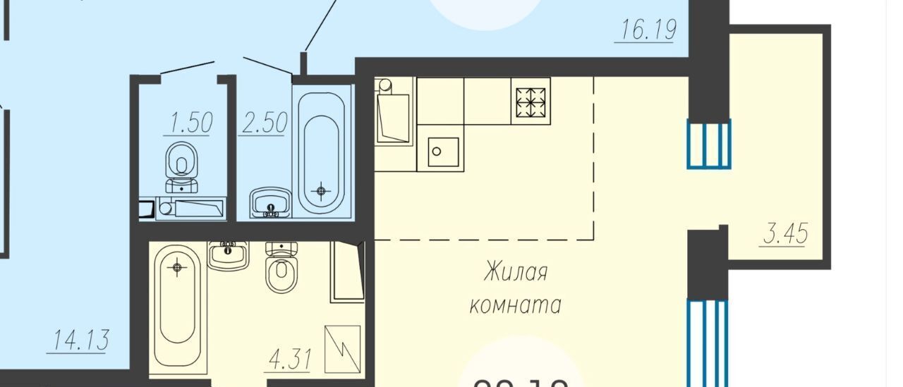квартира г Липецк р-н Советский ул Артемова 5а ЖК CUBE HOUSE фото 35