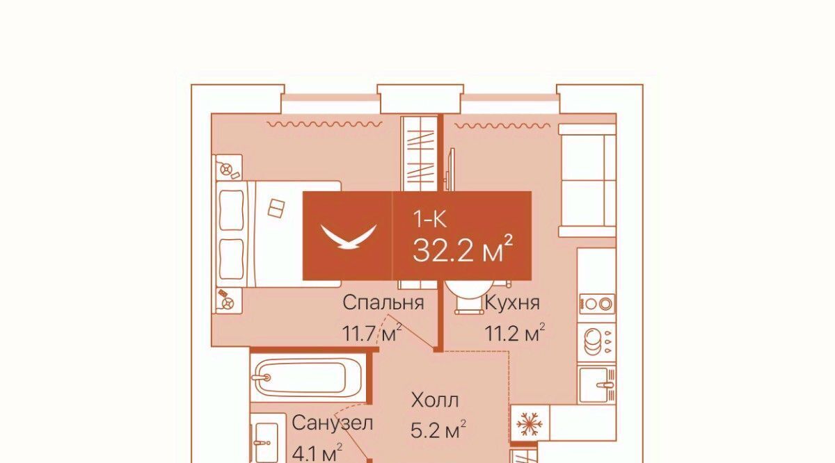 квартира г Тюмень р-н Ленинский ул Республики 204к/12 ЖК «Дом на Большой Спасской» Ленинский административный округ фото 3