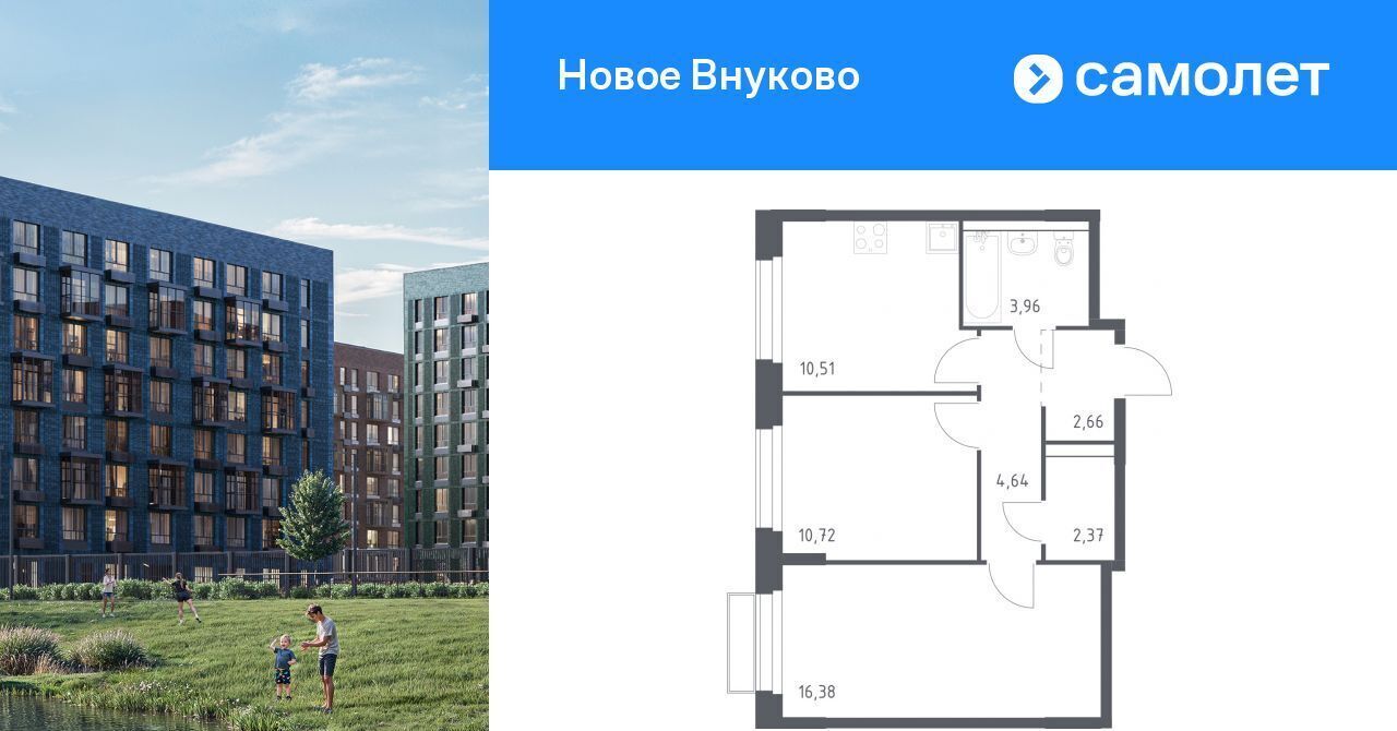 квартира г Москва метро Рассказовка ЖК «Новое Внуково» № 37 кв-л, к 28 фото 1
