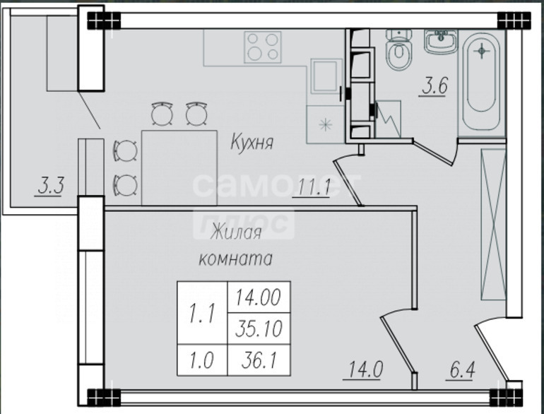 квартира г Курск р-н Сеймский ул Энгельса 154г фото 15