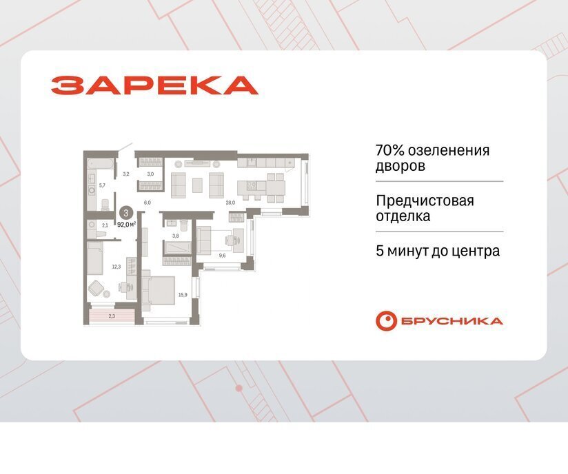 квартира г Тюмень ЖК «Зарека» фото 1