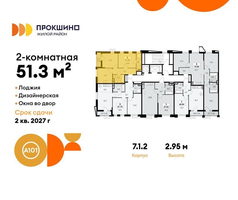 квартира г Москва п Сосенское ЖК Прокшино 1/1 метро Прокшино метро Коммунарка ТиНАО 7. фото 2