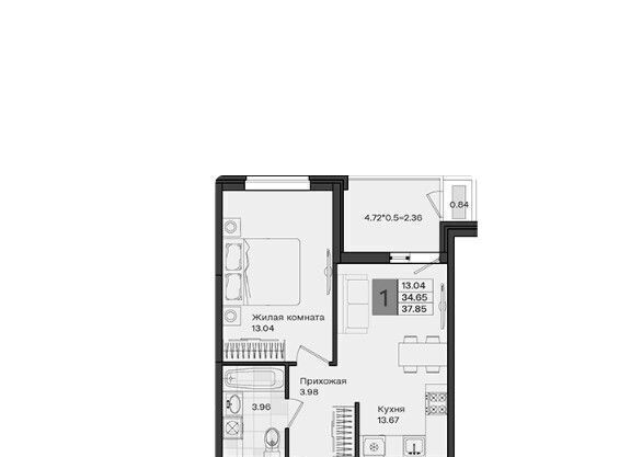 квартира п Березовый р-н Прикубанский ЖК «Молодежный-2» фото